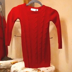 Children's Place Knit Cable Sparkling Sweater Dress Red Children 4T